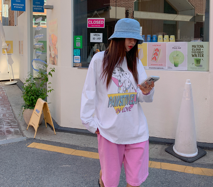 ダルメシアン捺染長袖ロングTシャツ