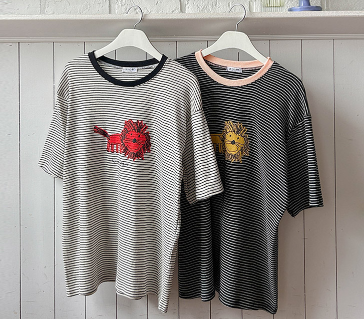 ライオン ナソル ダンガラ配色 半そでTシャツ