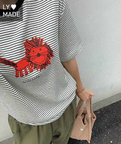 ライオン ナソル ダンガラ配色 半そでTシャツ