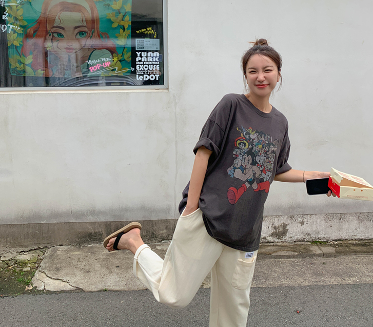 ランニングペイピングピグメント半そでロングTシャツ