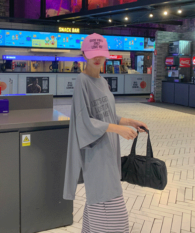 レッツレタリングツウェーボートネック半そでロングTシャツ