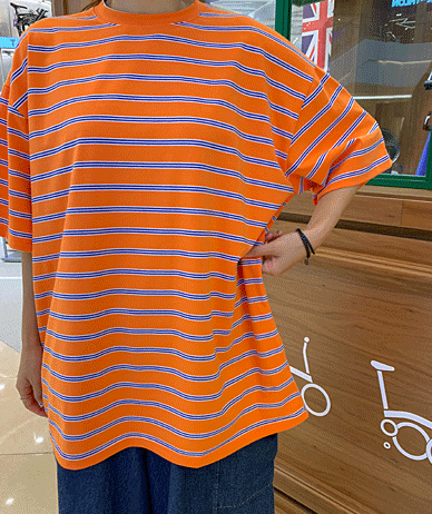 [男女共用]ヴィータ配色 ダンガラボックス 半そで ロングTシャツ