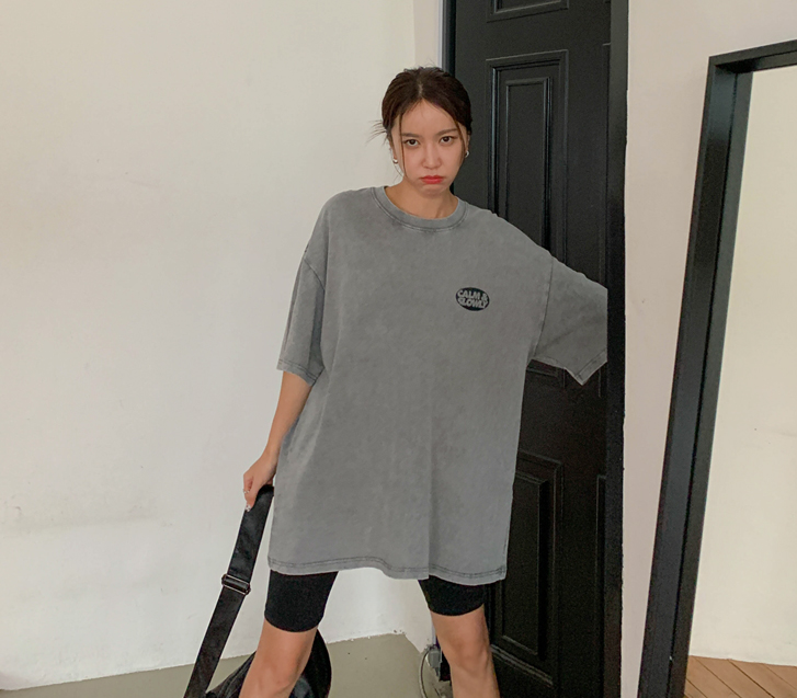 [男女共用]スローナ塩ピグメント半そでロングTシャツ