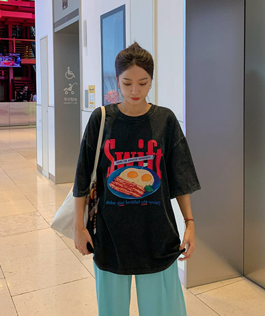 [男女共用]フライナ塩ピグメント半そでロングTシャツ