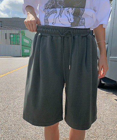 [男女共用]フォードピンタックバミューダピグメントバンディングハーフパン