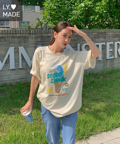 スプーンシャンナ塩オーバーフィット半そでTシャツ