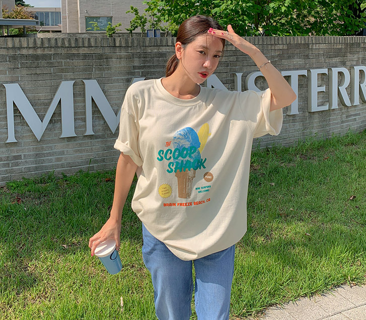 スプーンシャンナ塩オーバーフィット半そでTシャツ