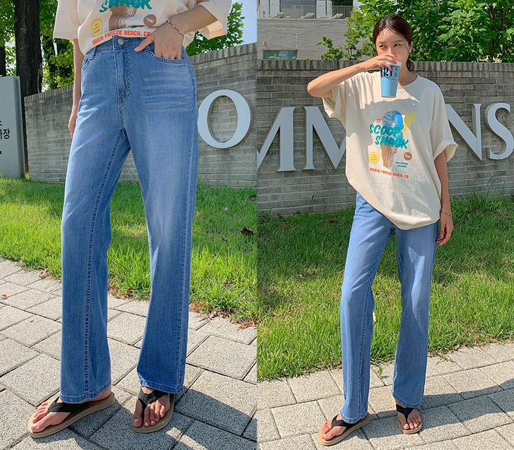バイニー ヒドゥンバンディング クールデニム日付パンツ
