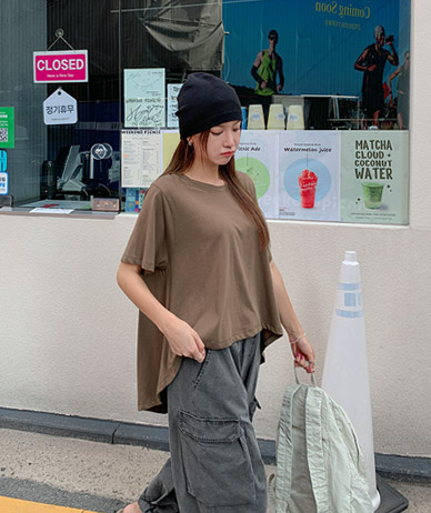 ホリット アンバランス 半そで ロングTシャツ