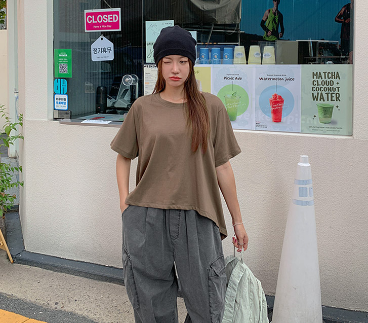 ホリット アンバランス 半そで ロングTシャツ
