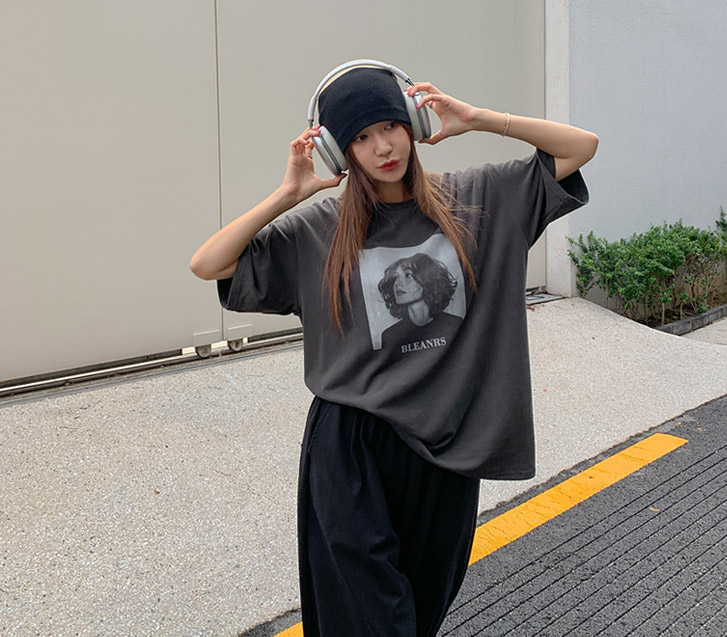 ピンターガール プリンティング半そで ロングTシャツ