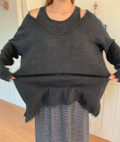 モグニット袖なしレイヤードブイネックオフ長袖