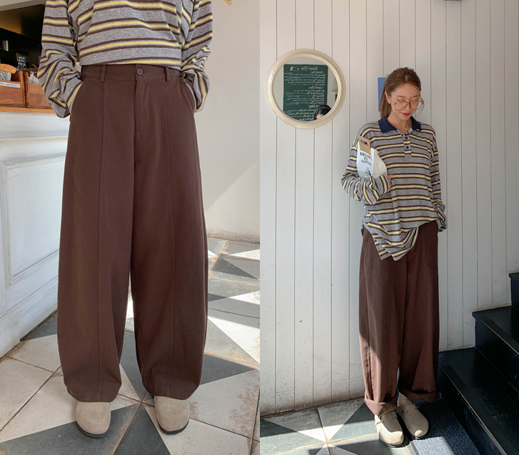ピットカーブ切開バンディングワイド排気パンツ