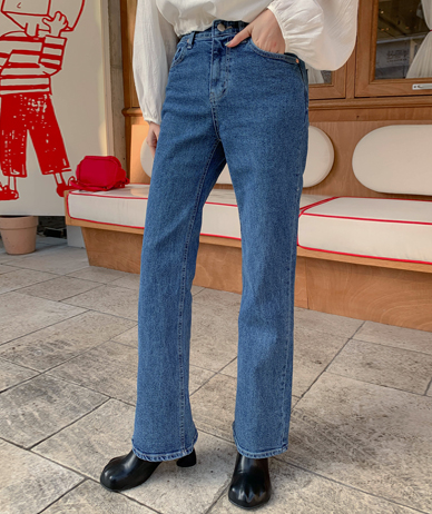 メックデニムバンディングセミブーツカットパンツ