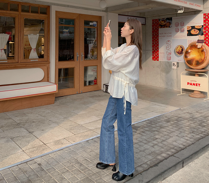 メックデニムバンディングセミブーツカットパンツ
