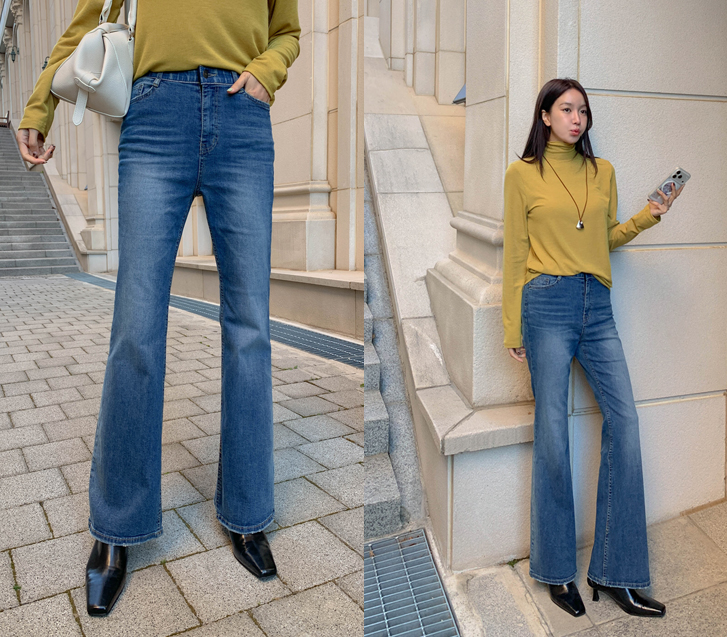 ボークデニムセミブーツカットパンツ